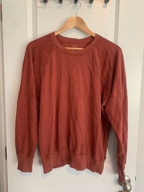 Aerie Terracotta Red French Terry Crewneck Raglan Pullover Sweatshirt Size Small